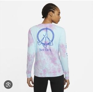 Nike Peace Sign Tie Dye Long Sleeve Shirt Back And Arm Hit